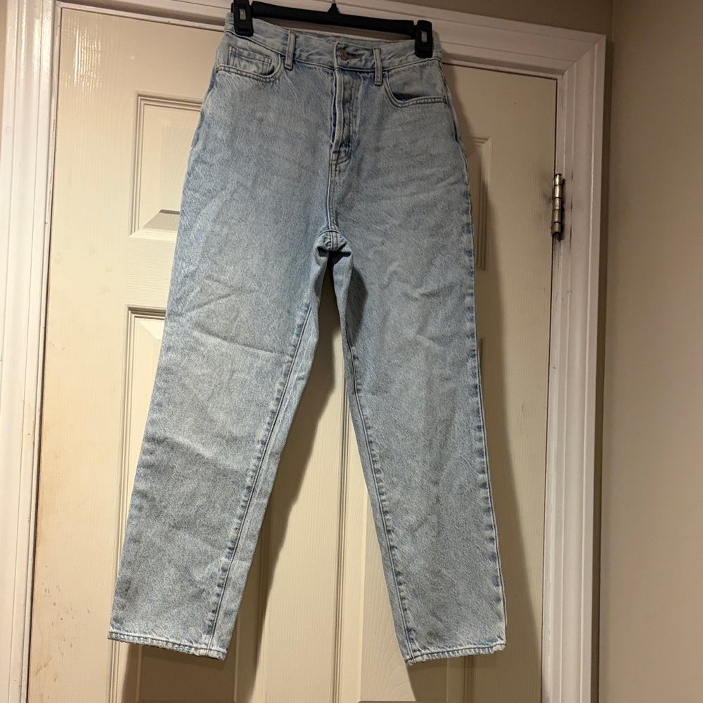 PacSun Light Blue High-Rise Straight Leg Button-Fly Jeans